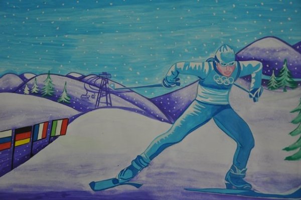 Рисование зимние виды спорта