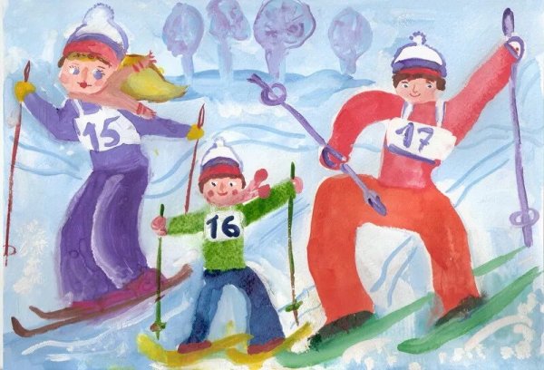 Рисунок на тему зимний спорт