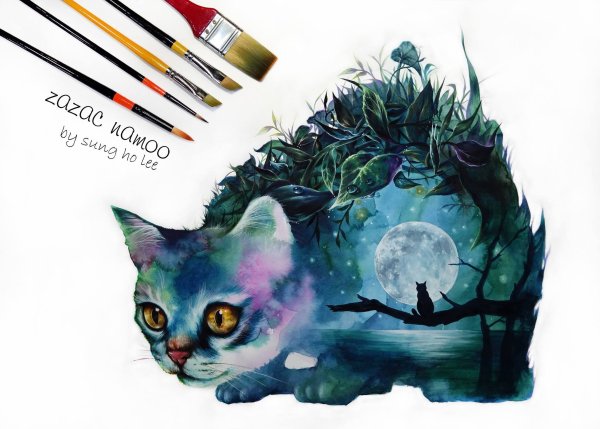 Фантастические животные акварелью