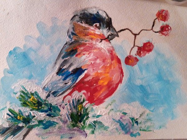 Птицы гуашью