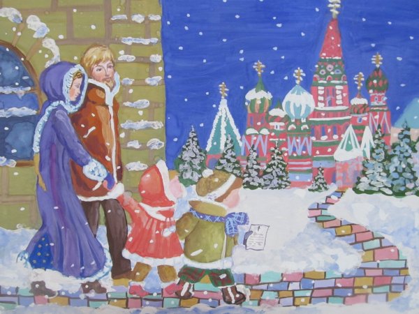 Рождественская звезда гуашью