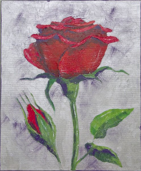 Роза красками для начинающих