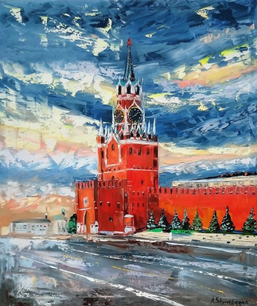 Спасская башня Кремля картина