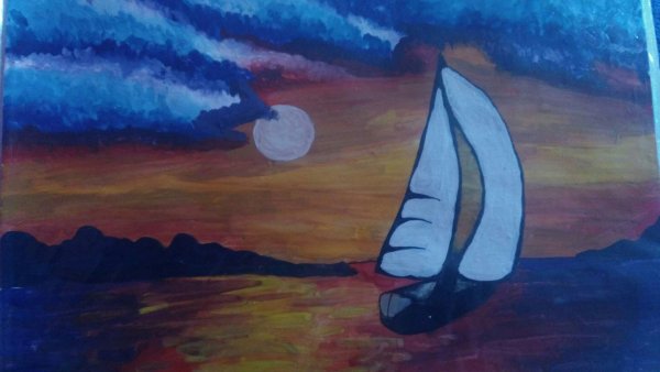 Кораблик гуашью