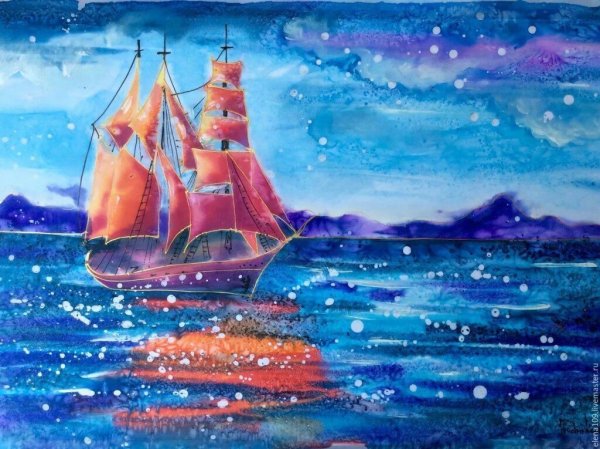 Кораблик гуашью