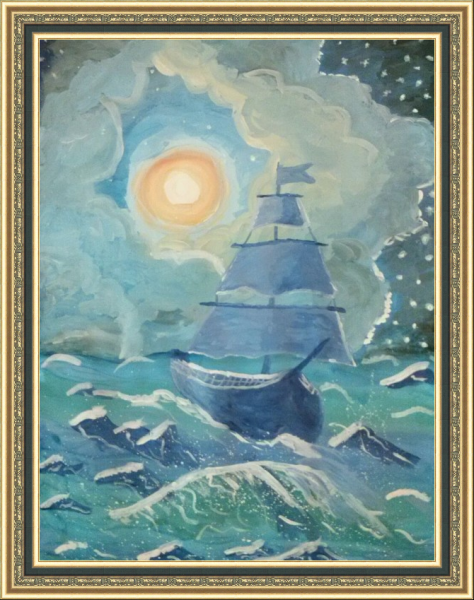 Кораблик гуашью