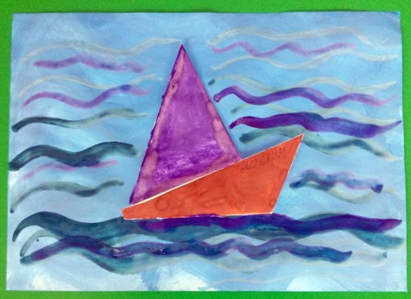 Кораблик гуашью