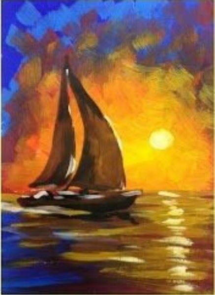 Рисование гуашью корабль