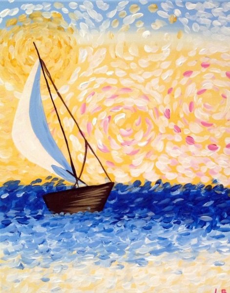 Кораблик красками