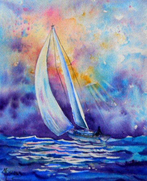 Паруса гуашью