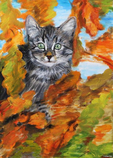 Осенние коты живопись