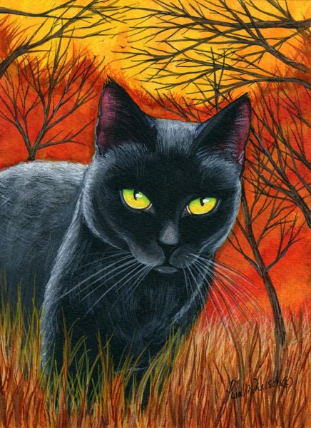 Картина темная кот