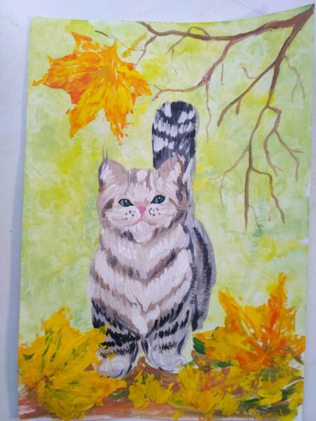 Животные осенью гуашь