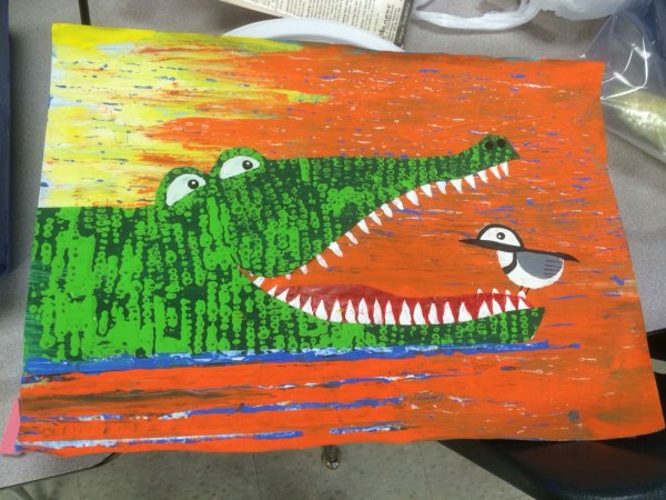 Рисование в детском саду крокодил