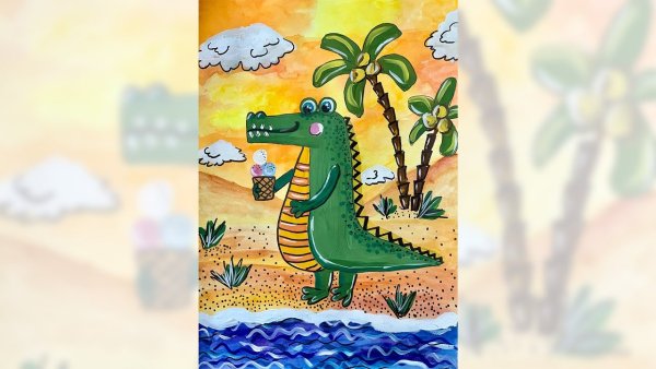 Крокодил гуашью