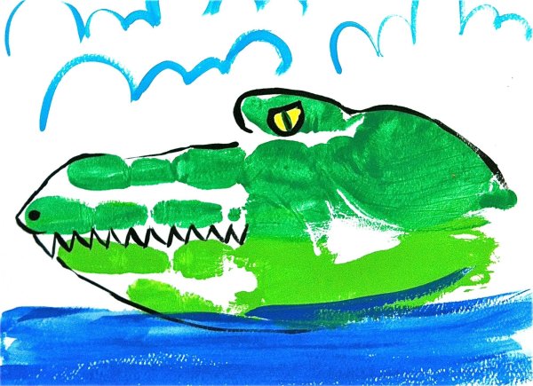 Крокодил из ладошки
