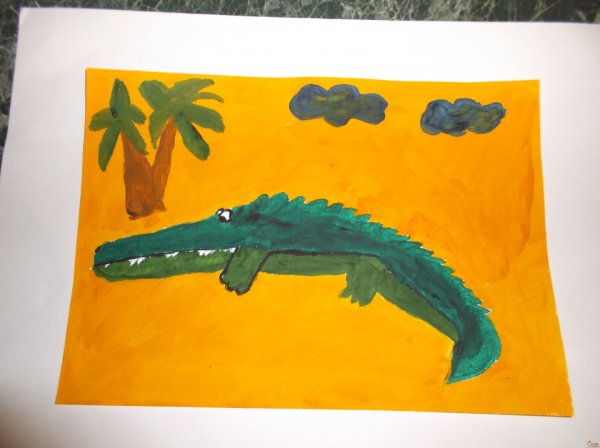 Крокодил гуашью