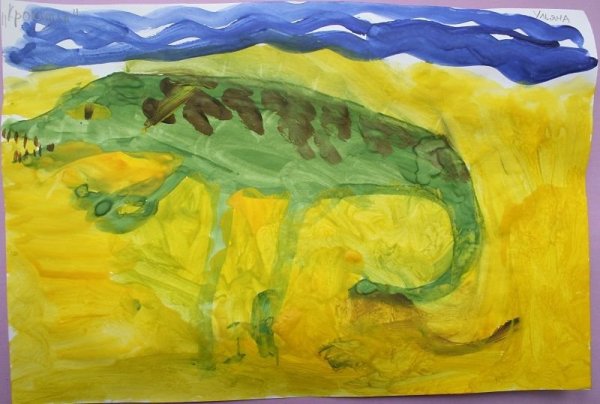 Крокодил гуашью