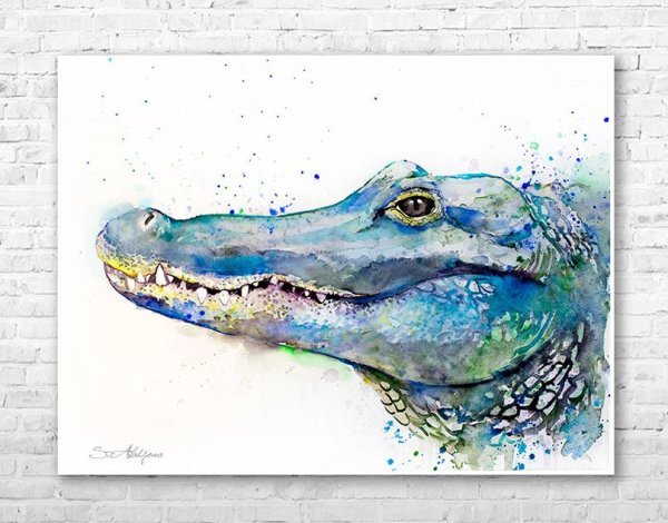 Крокодил гуашью