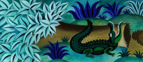 Рисуем крокодила гуашью