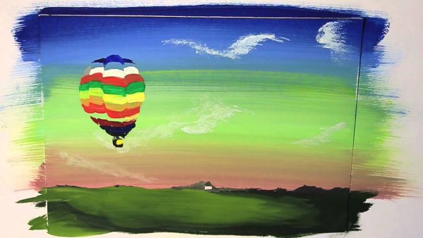 Рисование гуашью воздушный шар