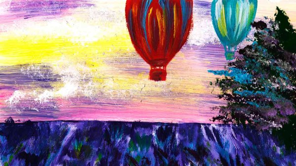 Воздушный шар гуашью