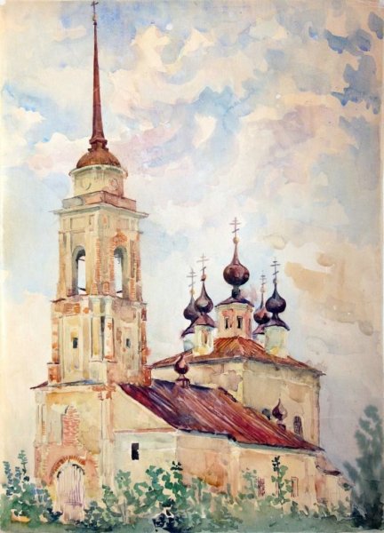 Живопись акварель Церковь