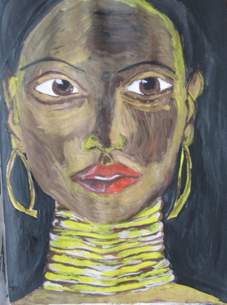 Африканка с кувшином живопись