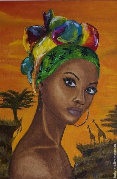 Портрет африканки акрилом