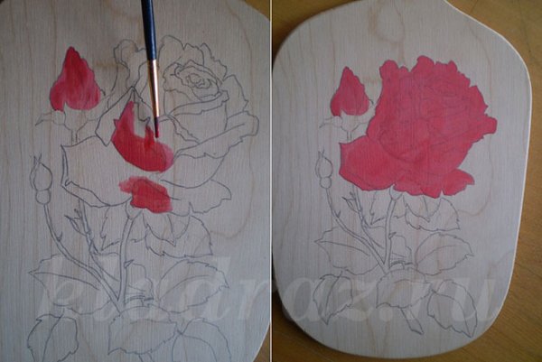 Рисование гуашью на фанере