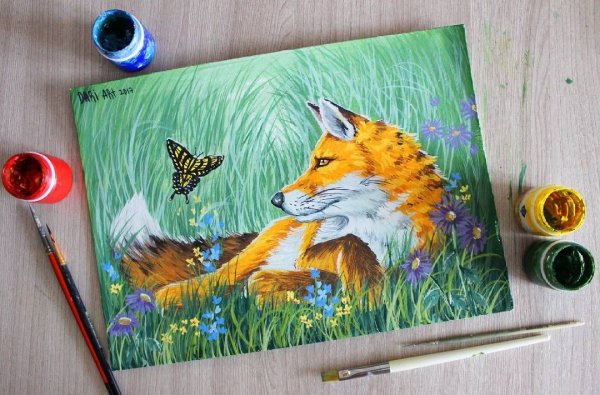 Рисунки на фанере гуашью