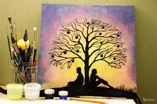 Рисунки гуашью на холсте для интерьера