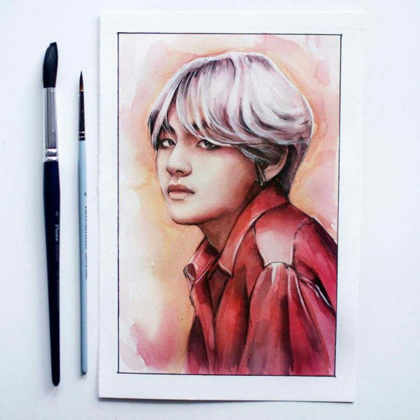 Портреты БТС акварелью