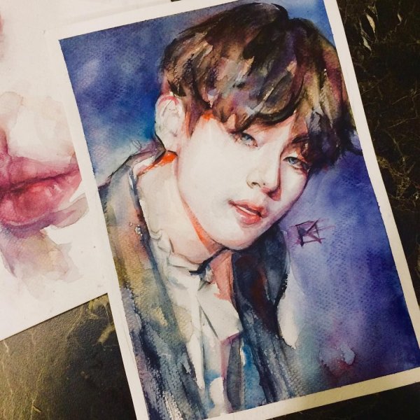 БТС акварелью Тэхен