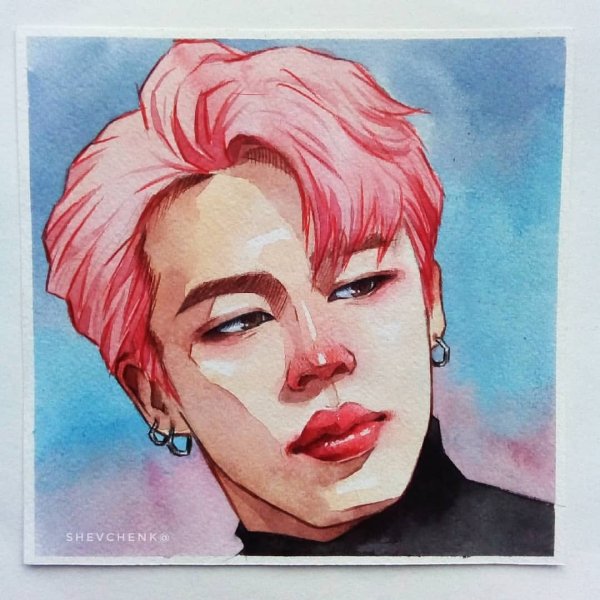 Портреты БТС акварелью