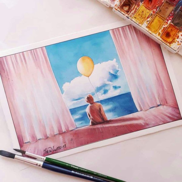 Скетчи акварелью несложные