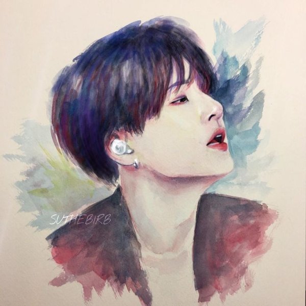 БТС акварелью Юнги