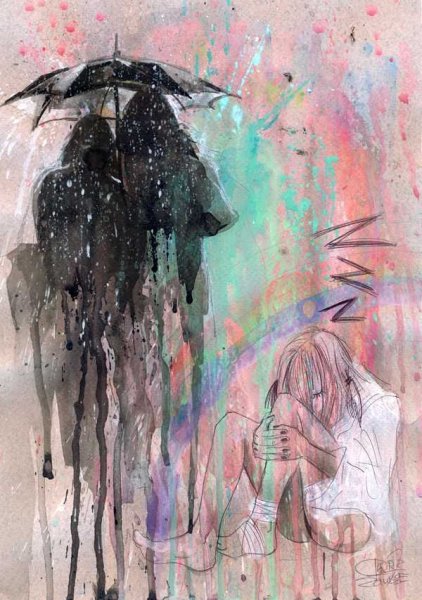 Грусть акварель