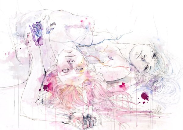 Грусть рисунок акварель