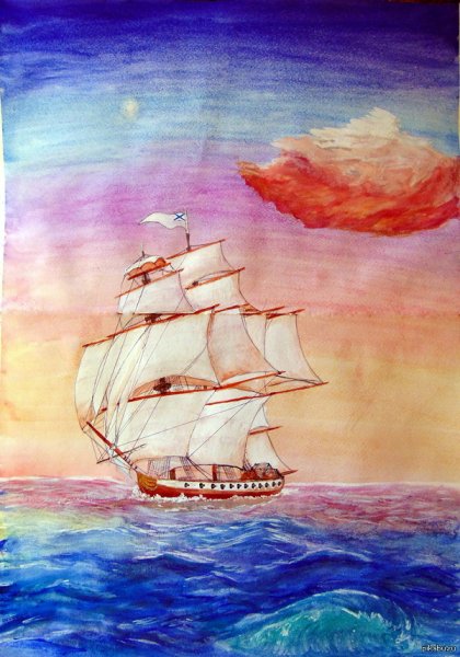 Корабль гуашью
