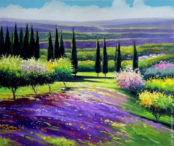 Цветочное поле акварелью легко