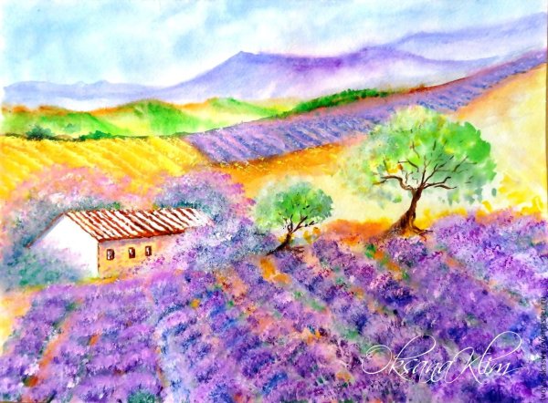 Пейзаж акварелью