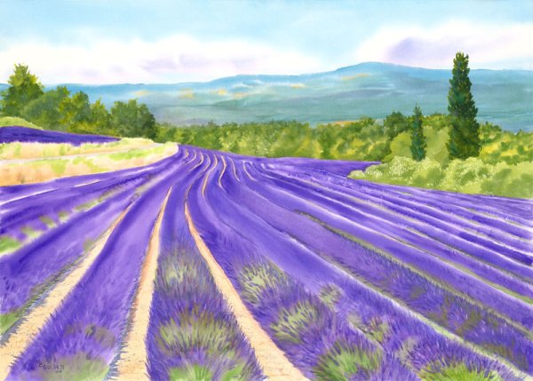 Тосканский пейзаж акварель