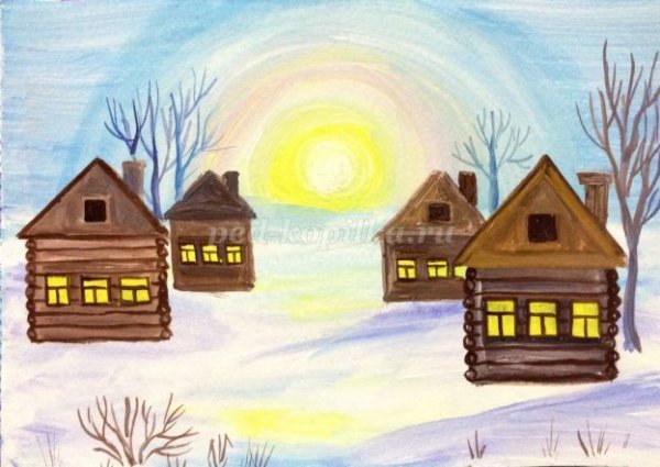 Урок изо домик зимний