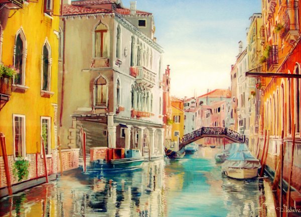 Городской пейзаж Италия акварель