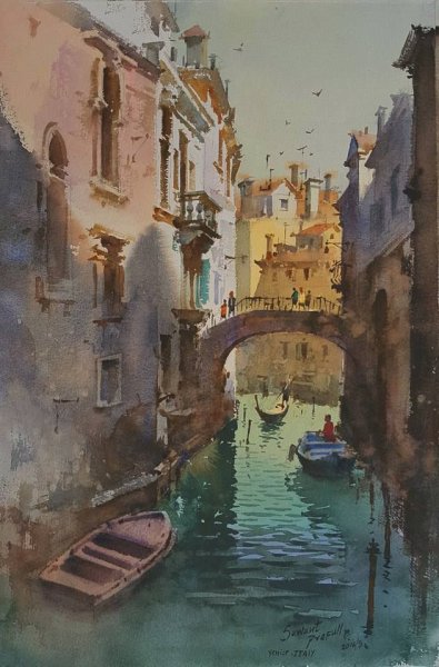 Индийский художник акварелист Венеция