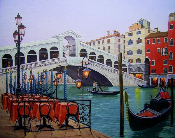 Венеция мост Риальто живопись маслом
