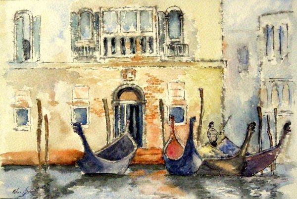 Пейзаж Венеция гуашь