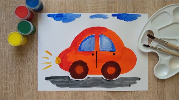 Машинка гуашью для детей