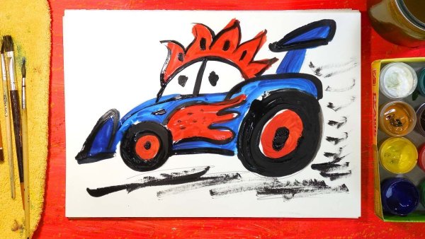 Рисование с детьми машина красками